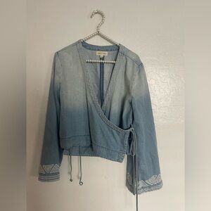 cloth & stone Faded Light Blue Denim Wrap Tunic